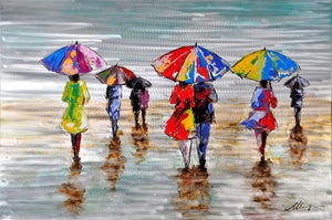 Rainy Beach Oil Painting On Metalic Canvas - paintingsonline.com.au