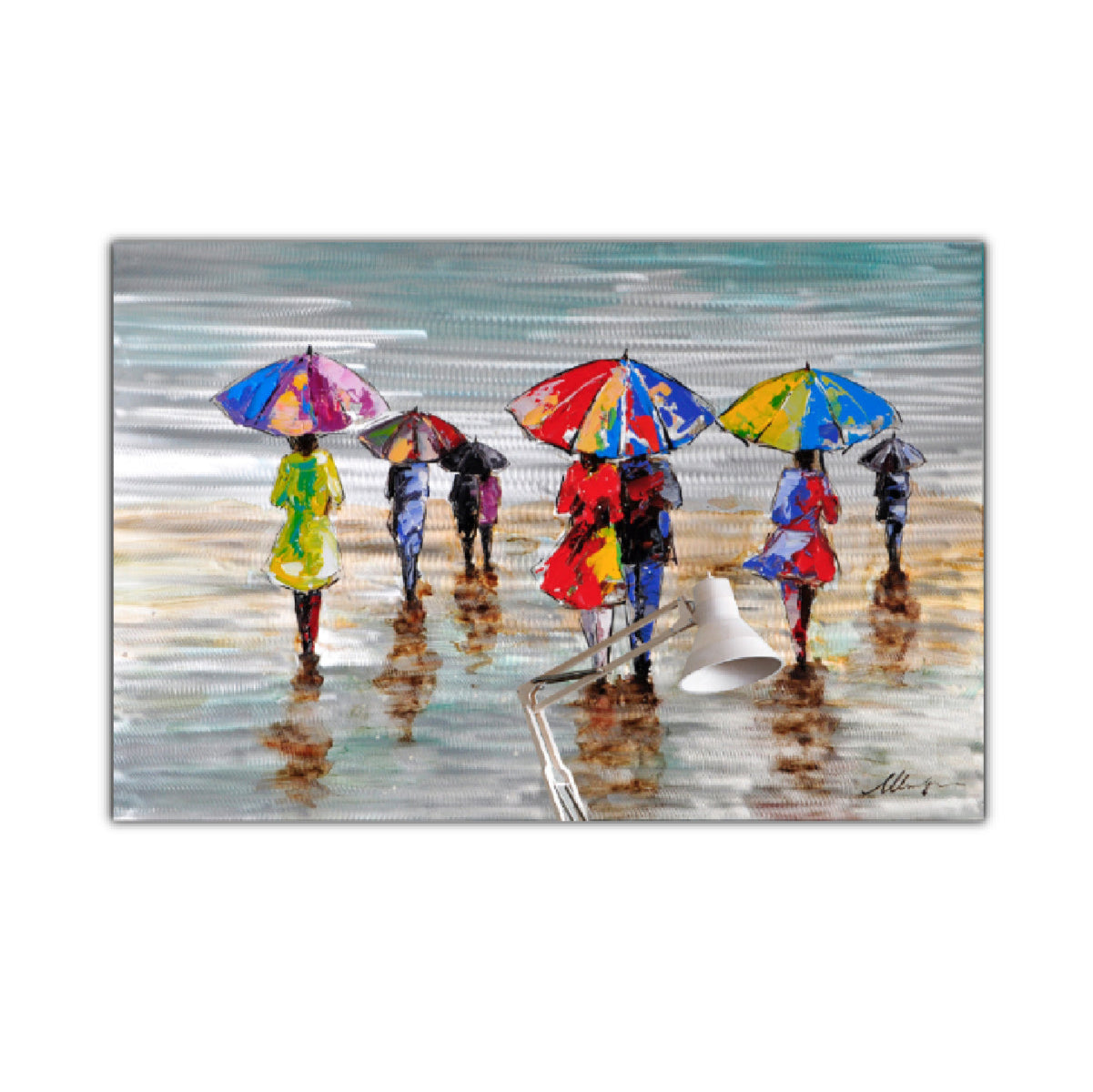 Rainy Beach Oil Painting On Metalic Canvas