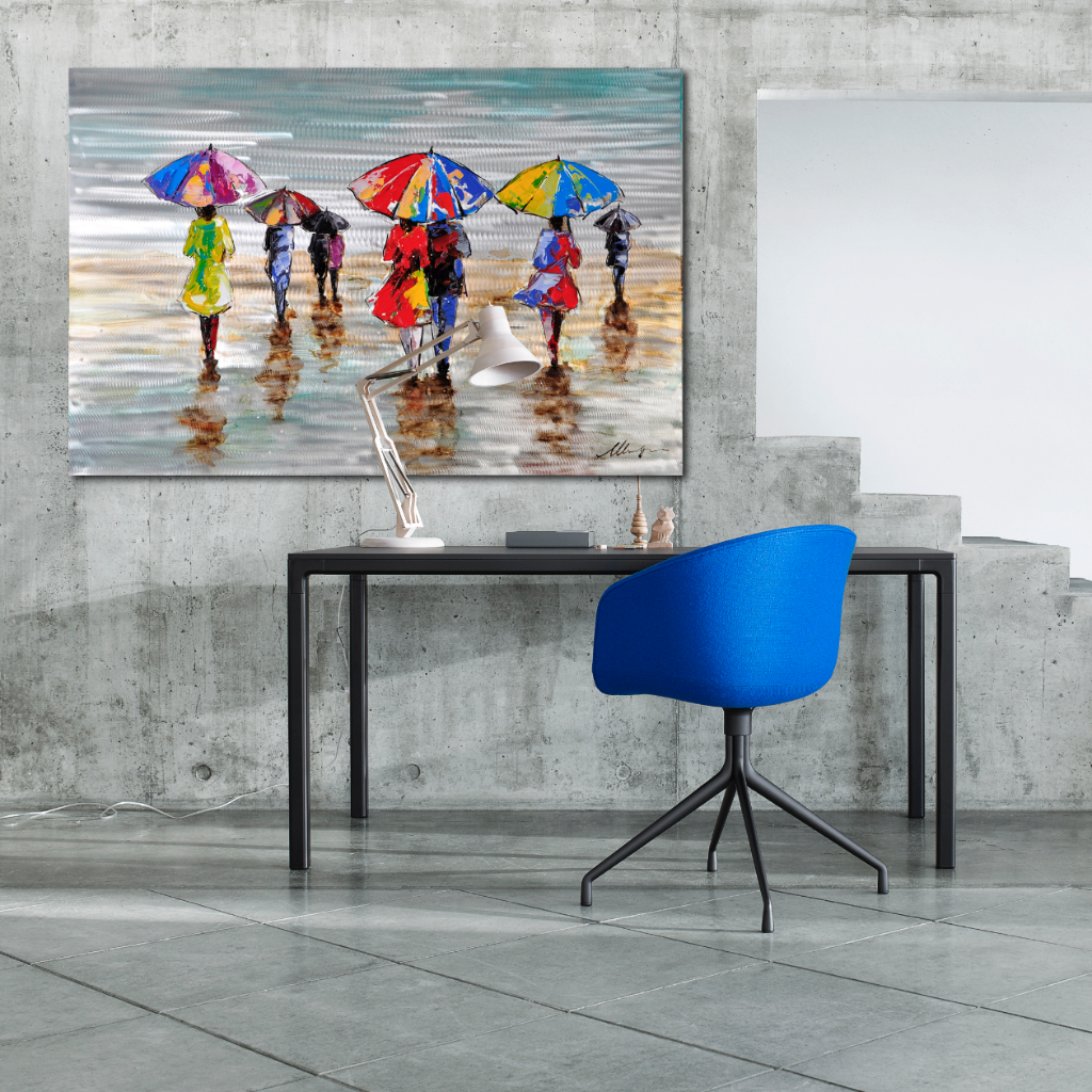 Rainy Beach Oil Painting On Metalic Canvas - paintingsonline.com.au