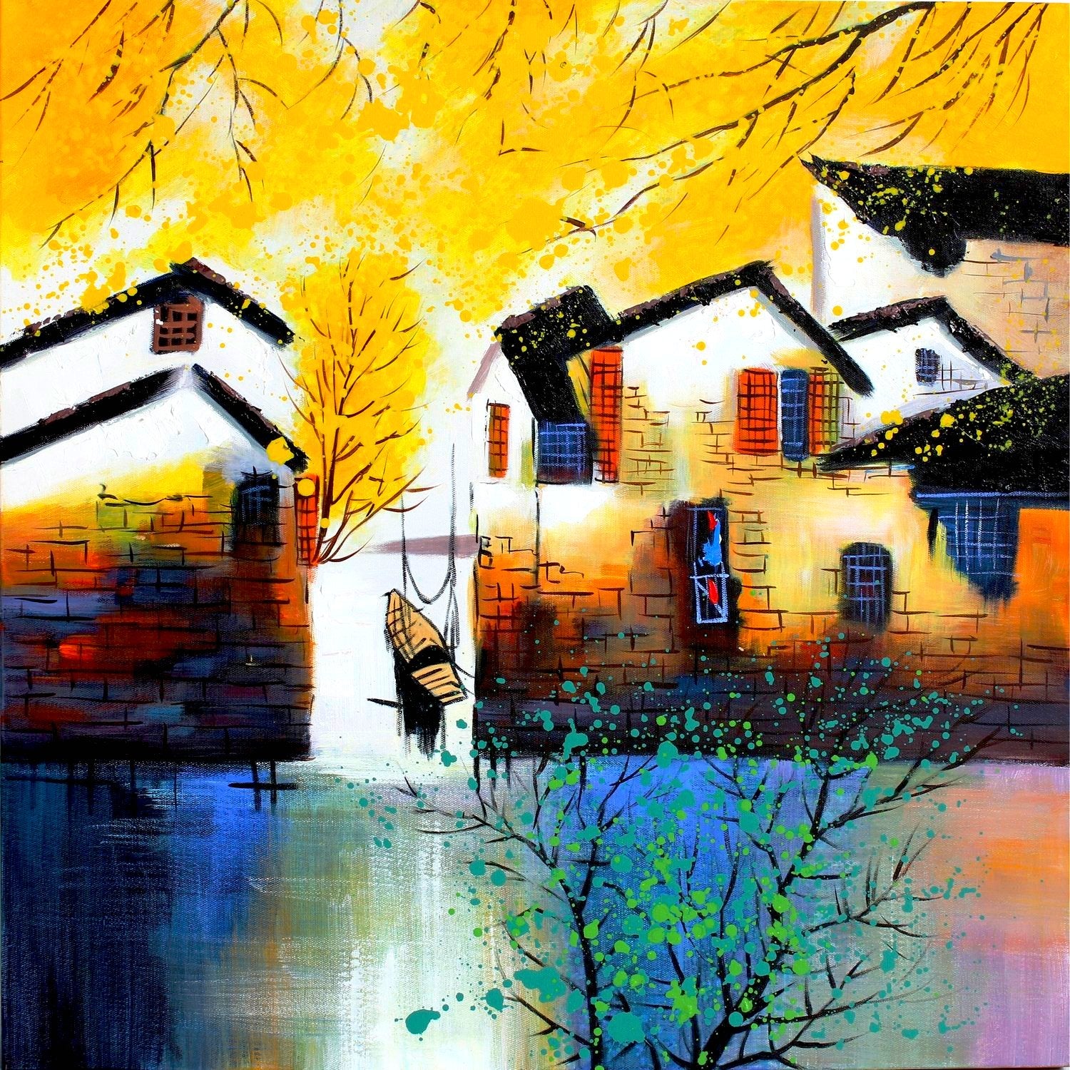 Houses By The River - paintingsonline.com.au