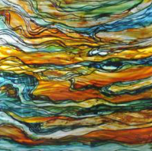 Oil Abstract in green on Metal canvas - paintingsonline.com.au