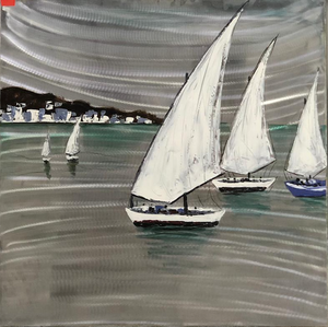 Boat Race, Oil Painting On Metallic  Canvas - paintingsonline.com.au