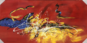 Yellow Red Abstract Oil Painting - paintingsonline.com.au